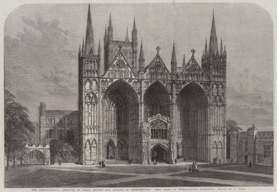 Instytut Archeologiczny Wielkiej Brytanii i Irlandii w Peterborough, zachodni front katedry w Peterborough autorstwa Samuel Read